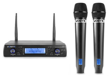 Vonyx WM62 Wireless Microphone UHF With 2 Handheld
