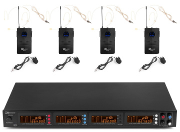 Power Dynamics PD504B Bezdrátový UHF mikrofonní systém s 4 bodypack mikrofony