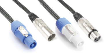 Power Dynamics CX05-1 Audio Combi Cable Powerconnector B - XLR F / Powerconnector A - XLR M 1.5M