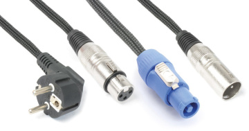 Power Dynamics CX03-10 Audio Combi Cable Schuko - XLR F / Powerconnector A - XLR M 10M