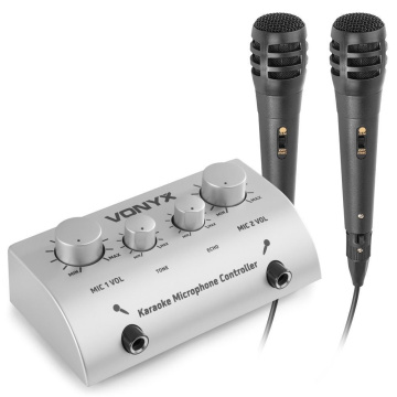 Vonyx AV430 Karaoke Microphone Controller, stříbrný