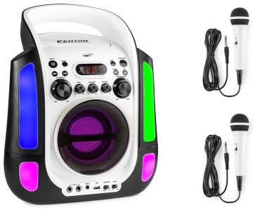 Fenton SBS30W karaoke systém s CD a 2ks bílých mikrofonů
