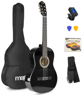 Max SoloArt Set klasické kytary a příslušenství, černý