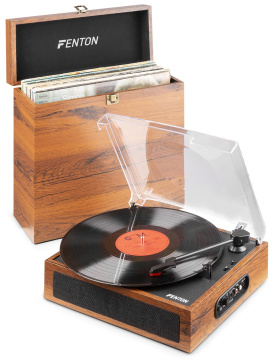Fenton RP170L Gramofon s pouzdrem na desky, světlé dřevo