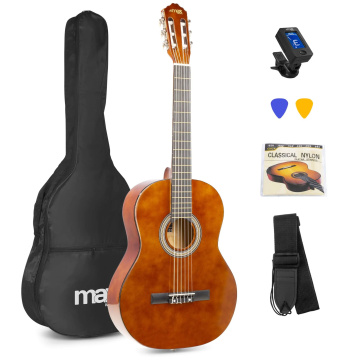 Max SoloArt Set klasické kytary a příslušenství, hnědý