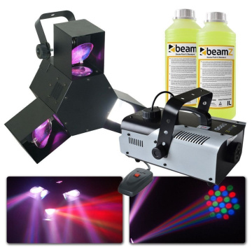 BeamZ Triple Flex Set LED efektu, výrobníku mlhy a kapaliny