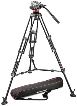 Manfrotto Tripod With Fluid Video Head, Aluminium With Sliding Plate