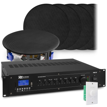 Power Dynamics Zvukový systém s 12x vestavěnými reproduktory NCSP5B a zesilovačem PRM120 s BT