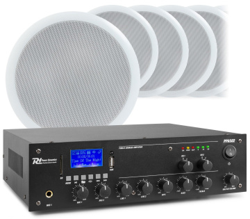 Power Dynamics 2 zónový zvukový systém s BT, zesilovačem PPA502 a 10 stropními reproduktory