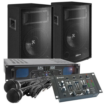 Vonyx Complete Professional Karaoke 500W Set se zesilovačem, reproboxy a kabely