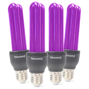 BeamZ BUV27 Set 4ks úsporných UV žárovek s objímkou E27