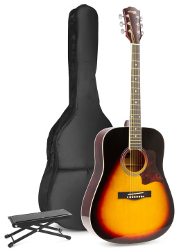 Max SoloJam Westernová akustická kytara s opěrkou nohou - Barva Sunburst