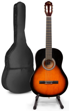 Max SoloArt Klasická akustická kytara s kytarovým stojanem - Barva Sunburst