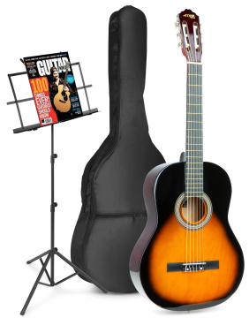 Max SoloArt Klasická akustická kytara se stojanem na noty - Barva Sunburst