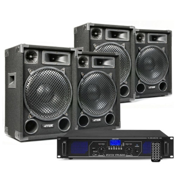 Max 4x 12 DJ Set reproboxů se zesilovačem s Bluetooth 2800W