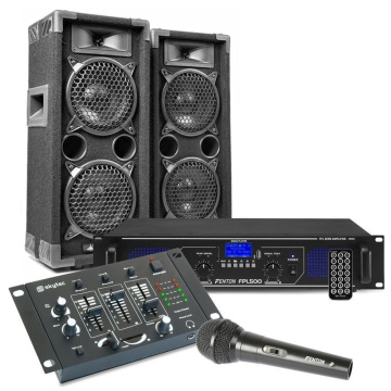 Max 26 DJ Set reproboxů se zesilovačem a mixpultem 1200W