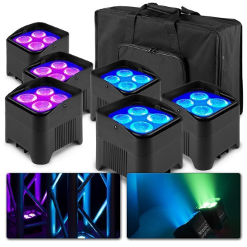 BeamZ BBP94W Set 6x Uplight PAR s přepravní brašnou