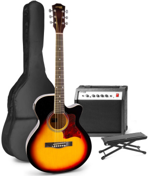 Max ShowKit Elektrická akustická kytara s příslušenstvím - Barva Sunburst