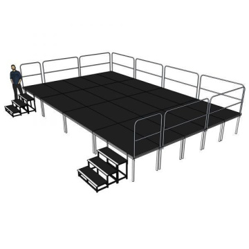 Power Dynamics Kompletní podium 8x5m - výška 80-140cm včetně schodů a zábradlí