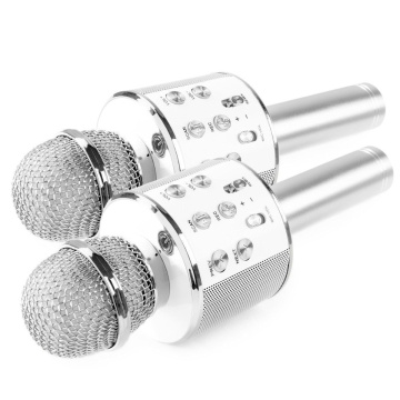 Max KM01 Set 2 stříbrných karaoke mikrofonů