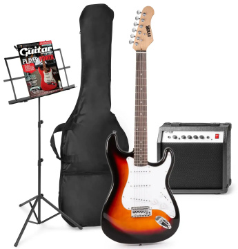 Max GigKit Sada elektrické kytary se stojanem na noty - Barva sunburst