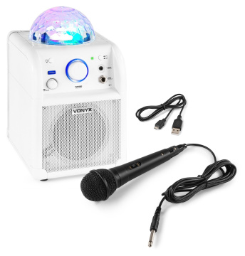 Vonyx SBS50W Karaoke set s BT a LED mikrofonem v bílé barvě