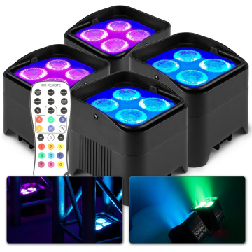 BeamZ BBP94W Set 4x Uplight PAR s bezdrátovým DMX