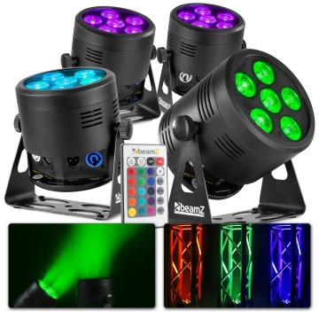 BeamZ Professional BeamZ BBP66 Set 4x Uplight PAR s dálkovým ovládáním