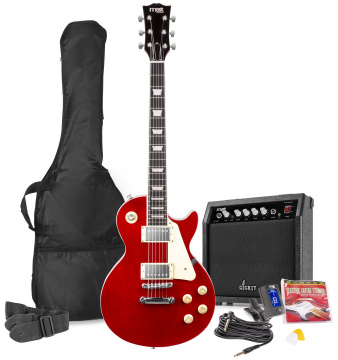 Max GigKit Electric Guitar Pack LP Style Dark Red