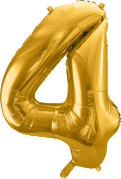 PartyDeco Foliový balón číslo 4, 86cm zlatý