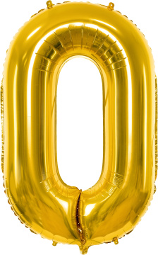 PartyDeco Foliový balón číslo 0, 86cm zlatý
