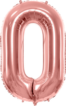 PartyDeco Foliový balón číslo 0, 86cm rose zlatý