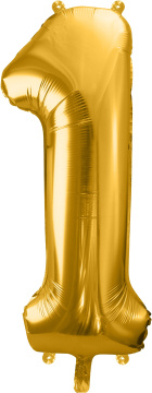 PartyDeco Foliový balón číslo 1, 86cm zlatý
