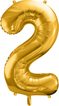 PartyDeco Foliový balón číslo 2, 86cm zlatý