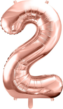 PartyDeco Foliový balón číslo 2, 86cm rose zlatý