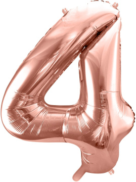 PartyDeco Foliový balón číslo 4, 86cm rose zlatý