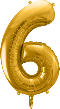 PartyDeco Foliový balón číslo 6, 86cm zlatý
