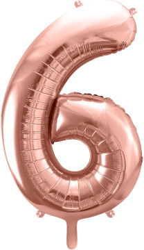 PartyDeco Foliový balón číslo 6, 86cm rose zlatý