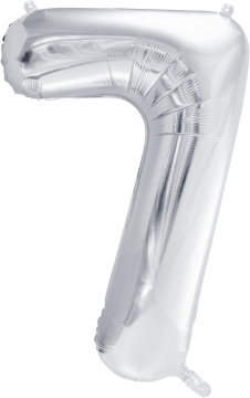 PartyDeco Foliový balón číslo 7, 86cm stříbrný