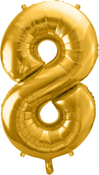 PartyDeco Foliový balón číslo 8, 86cm zlatý