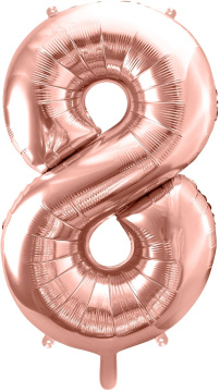 PartyDeco Foliový balón číslo 8, 86cm rose zlatý