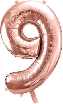 PartyDeco Foliový balón číslo 9, 86cm rose zlatý