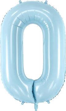 PartyDeco Foliový balón číslo 0, 86cm light blue