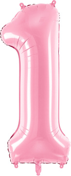 PartyDeco Foliový balón číslo 1, 86cm pink