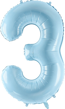 PartyDeco Foliový balón číslo 3, 86cm light blue