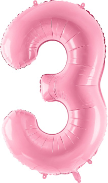 PartyDeco Foliový balón číslo 3, 86cm pink