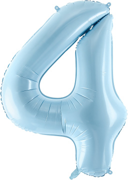 PartyDeco Foliový balón číslo 4, 86cm light blue