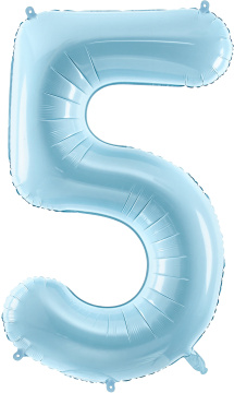 PartyDeco Foliový balón číslo 5, 86cm light blue