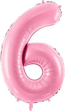 PartyDeco Foliový balón číslo 6, 86cm pink