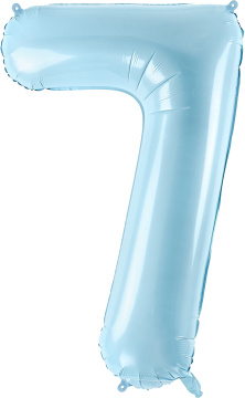 PartyDeco Foliový balón číslo 7, 86cm light blue